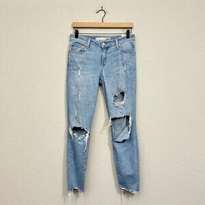 LOVERS + FRIENDS Ricky Skinny Jeans Blue Pacific Distressed Mid Rise